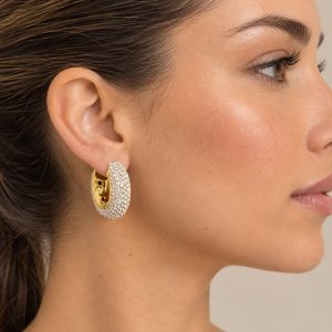Caravana medio aro strass plateado